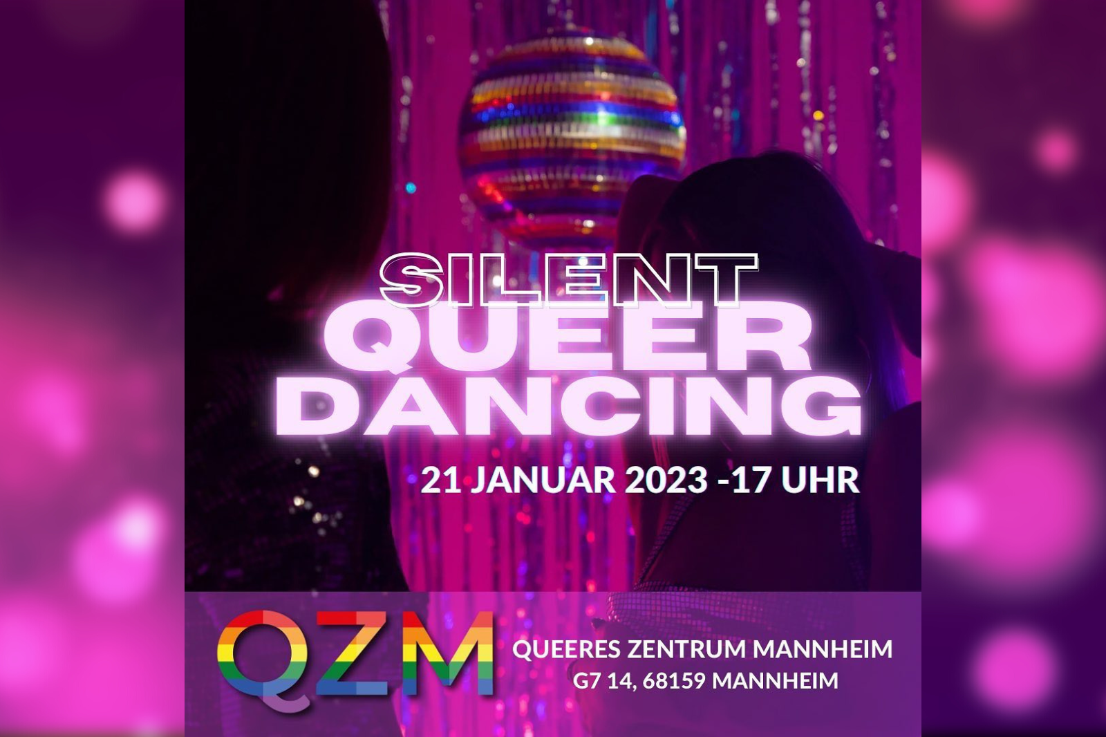 Silent Queer Dancing am 21. Januar um17 Uhr im Queeren Zentrum Mannheim.