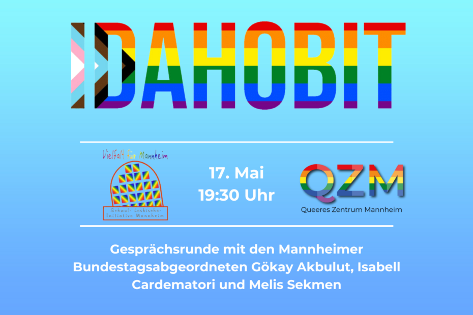 IDAHOBIT: Gesprächsrunde mit den Mannheimer Bundestagsabgeordneten Gökay Akbulut, Isabell Cardematori und Melis Sekmen am 17. Mai um 19:30 Uhr