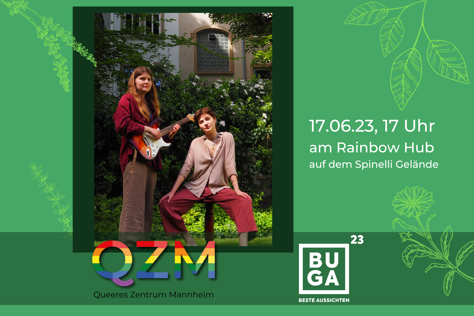 Foto Lea Rosa und Vanessa Jung, 17.06.23, 17 Uhr am Rainbow Hub auf dem Spinelli-Gelände