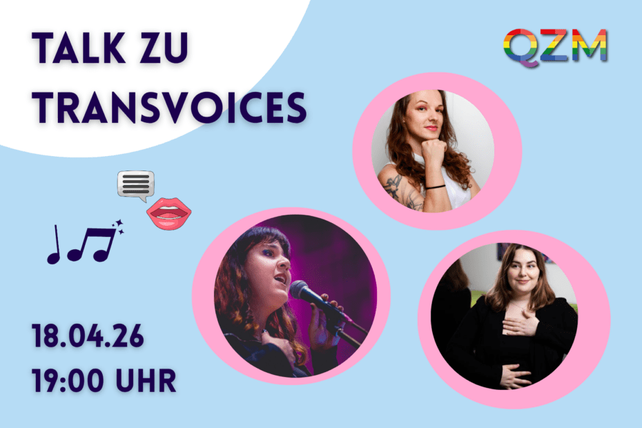 Auf der Graphik erkennt man die drei Gesprächspartnerinnen zum Gespräch über Transvoices.