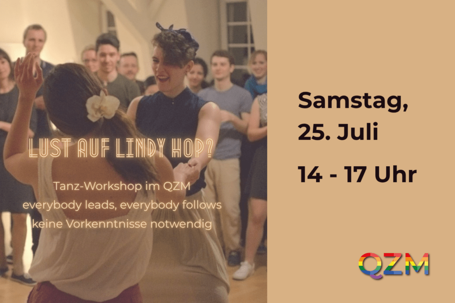 Auf der Graphik befinden sich tanzende Menschen und Infos zum Tanzworkshop.